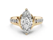 Marquise Half Bezel Solitaire Engagement Ring Setting | Graduated Channel Band | Yellow Gold