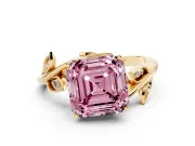 Asscher Cut Twisted Bypass Engagement Ring Setting for a Fancy Pink Lab-Grown Diamond | Yellow Gold