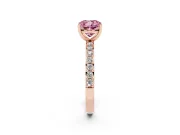 Cushion Cut Pavé Solitaire Engagement Ring Setting for a Fancy Pink Lab-Grown Diamond | Single Row Band | Rose Gold