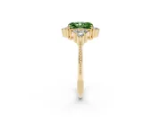 Fancy Green Radiant Cut Diamond Cluster Ring Set in Yellow gold with Beaded Band