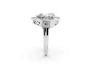 Pear Cut Diamond Milgrain Halo Ring Set in White gold with Split Shank