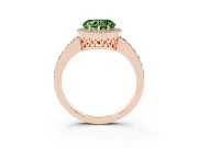 Fancy Green Heart Cut Diamond Halo Ring Set in Rose gold with Pavé-Setting Band and Open Prong Center