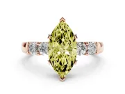 Marquise Five Stone Engagement Ring Setting for a Fancy Yellow Lab-Grown Diamond | Rose Gold