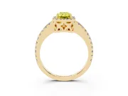 Radiant Cut Pave Halo Engagement Ring Setting for a Fancy Yellow Lab-Grown Diamond | Yellow Gold