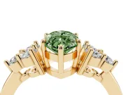 Marquise Cluster Side Stone Engagement Ring Setting for a Fancy Green Lab-Grown Diamond | Plain Band | Yellow Gold