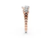 Heart-Shaped Three Stone Engagement Ring Setting | Braided Band | Rose Gold