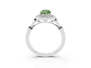 Fancy Green Pear Cut Diamond Halo Engagement Ring Set in Platinum with Twisted Band and Prong Setting