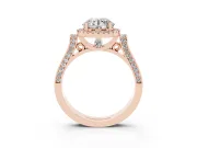 Round Halo Engagement Ring Setting | Pavé Panel Shoulders | Rose Gold