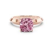 Cushion Cut Knife-Edge Engagement Ring Setting for a Fancy Pink Lab-Grown Diamond | Rose Gold