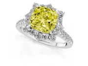 Cushion Cut Halo Engagement Ring Setting for a Fancy Yellow Lab-Grown Diamond | Sterling Silver - Design NV-24700