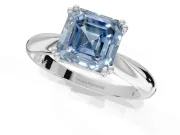 Princess Cut Tapered Solitaire Engagement Ring Setting for a Fancy Blue Lab-Grown Diamond | Sterling Silver