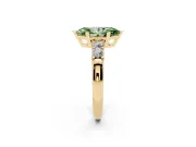 Fancy Green Marquise Cut Diamond Five-Stone Prong Set Engagement Ring Set in Yellow gold with Channel Band