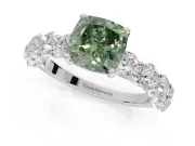 Cushion Cut Engagement Ring Setting for a Fancy Green Lab-Grown Diamond | White Gold - Design NV-24455