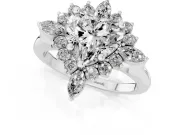 Heart Cut Diamond Cluster Halo Ring Set in White gold with Marquise and Round Accents