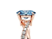 Oval Twist Engagement Ring Setting for a Fancy Blue Lab-Grown Diamond | Crossover Band | Rose Gold