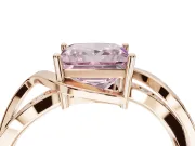 Princess Cut Bypass Solitaire Engagement Ring Setting for a Fancy Pink Lab-Grown Diamond | Pavé Strands | Rose Gold