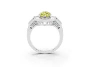 Fancy Yellow Marquise Cut Diamond Milgrain Halo Ring Set in White gold with Split Shank