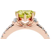 Heart-Shaped Side Stone Engagement Ring Setting for a Fancy Yellow Lab-Grown Diamond | Pave Band | Rose Gold