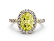 Oval Halo Engagement Ring Setting for a Fancy Yellow Lab-Grown Diamond | Pavé Band | Yellow Gold