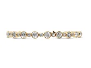 Round Lab-Grown Diamond Alternating Bezel Tennis Bracelet | Large and Small Stones | Yellow Gold