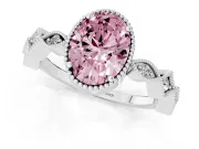 Oval Milgrain Bezel Engagement Ring Setting for a Fancy Pink Lab-Grown Diamond | Sterling Silver