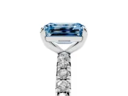 Emerald Cut Pavé Engagement Ring Setting for a Fancy Blue Lab-Grown Diamond | White Gold