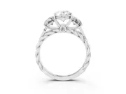 Oval Cut Diamond Three-Stone Ring Set in White gold with Braided Band