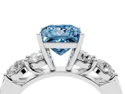 Princess Cut Five Stone Engagement Ring Setting for a Fancy Blue Lab-Grown Diamond | Plain Band | Sterling Silver