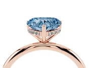 Heart-Shaped Micro-Prong Hidden Halo Engagement Ring Setting for a Fancy Blue Lab-Grown Diamond | Plain Band | Rose Gold