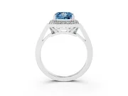 Princess Cut Halo Engagement Ring Setting for a Fancy Blue Lab-Grown Diamond | Polished Halo Rim | Sterling Silver