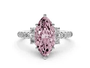 Marquise Side Stone Pave Engagement Ring Setting for a Fancy Pink Lab-Grown Diamond | Paired Round Accents | Platinum