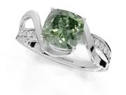 Cushion Cut Bypass Engagement Ring Setting for a Fancy Green Lab-Grown Diamond | Sterling Silver - Design NV-24814