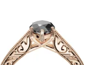 Marquise Vintage Pavé Engagement Ring Setting for a Black Center | Rose Gold