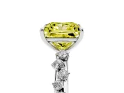 Fancy Yellow Princess Cut Diamond Cluster Solitaire Ring Set in Silver with Prong Setting