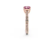 Cushion Cut Pave Solitaire Engagement Ring Setting for a Fancy Pink Lab-Grown Diamond | Accented Basket | Rose Gold