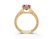 Asscher Cut Engraved Engagement Ring Setting for a Fancy Pink Lab-Grown Diamond | Yellow Gold