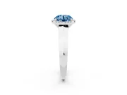 Fancy Blue Round Cut Diamond Halo Ring Set in Platinum with Cathedral Band and Prong Setting