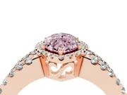 Fancy Pink Marquise Cut Diamond Halo Ring Set in Rose gold with Pavé Split Shank and Prong Setting