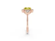 Asscher Cut Cluster Engagement Ring Setting for a Fancy Yellow Lab-Grown Diamond | Rose Gold