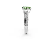 Pear-Shaped Three Row Pave Engagement Ring Setting for a Fancy Green Lab-Grown Diamond | Double Claws | Sterling Silver