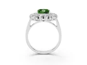 Princess Cut Floral Double Halo Engagement Ring Setting for a Fancy Green Lab-Grown Diamond | Plain Band | White Gold