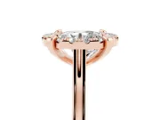 Round Claw Corner Halo Engagement Ring Setting | Slim Plain Band | Rose Gold
