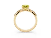 Fancy Yellow Radiant Cut Diamond Cluster Solitaire Ring Set in Yellow gold with Prong Setting