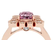 Emerald Cut Milgrain Cluster Halo Engagement Ring Setting for a Fancy Pink Lab-Grown Diamond | Plain Band | Rose Gold