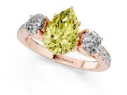 Pear-Shaped Engagement Ring Setting for a Fancy Yellow Lab-Grown Diamond | Three Stone | Rose Gold