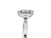 Emerald Cut Diamond Solitaire Ring Set in White gold with Prong Setting on a Polished Plain Band