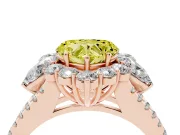 Fancy Yellow Heart Cut Diamond Halo Split Shank Engagement Ring Set in Rose gold with Prong-Held Center Stone