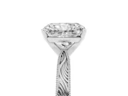 Radiant Cut Diamond Solitaire Milgrain Engraved Band Set in Platinum with Prong Setting