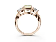 Asscher Cut Three Stone Engagement Ring Setting for a Fancy Yellow Lab-Grown Diamond | Tapered Pave Band | Rose Gold
