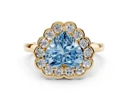 Heart-Shaped Halo Engagement Ring Setting for a Fancy Blue Lab-Grown Diamond | Yellow Gold - Design NV-24719